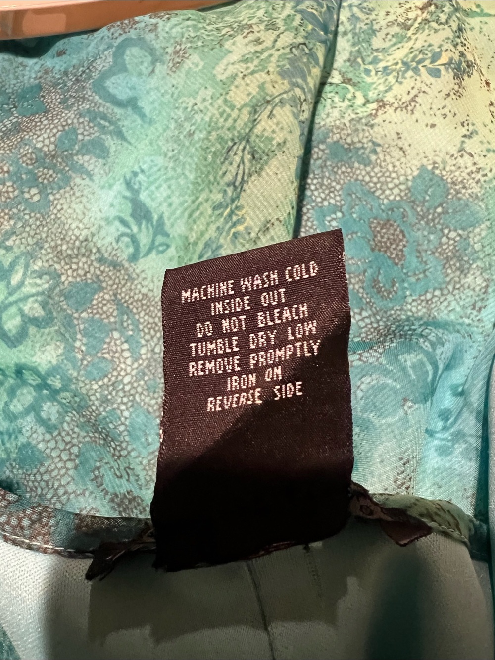 Silky Teal Floral Slip Dress with Spaghetti Straps - Picture 6 of 6